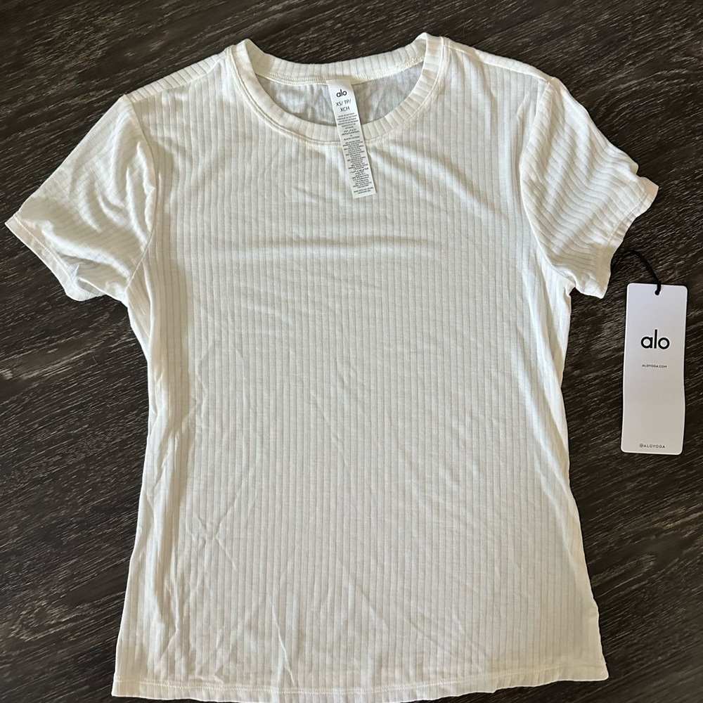 Alo ribbed sea coast tee - Ivory XS